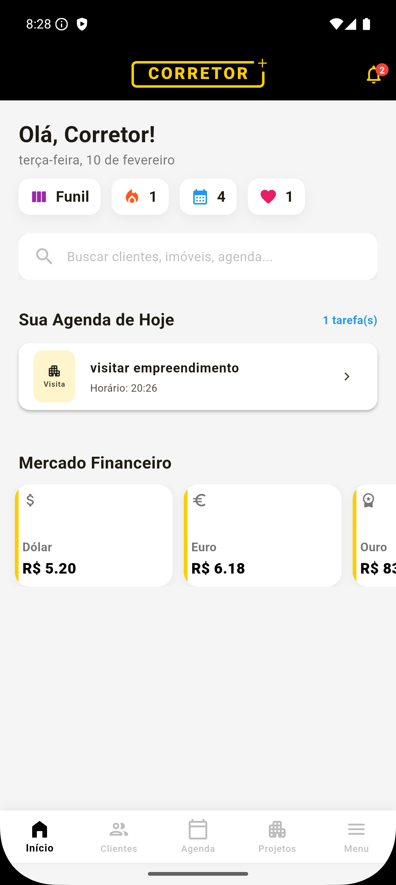 Interface do App CorretorMais